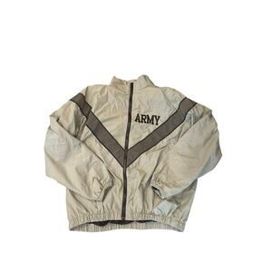 Vtg US Army IPFU PT Physical Fitness Men's Med Gray Full-Zip Windbreaker Jacket